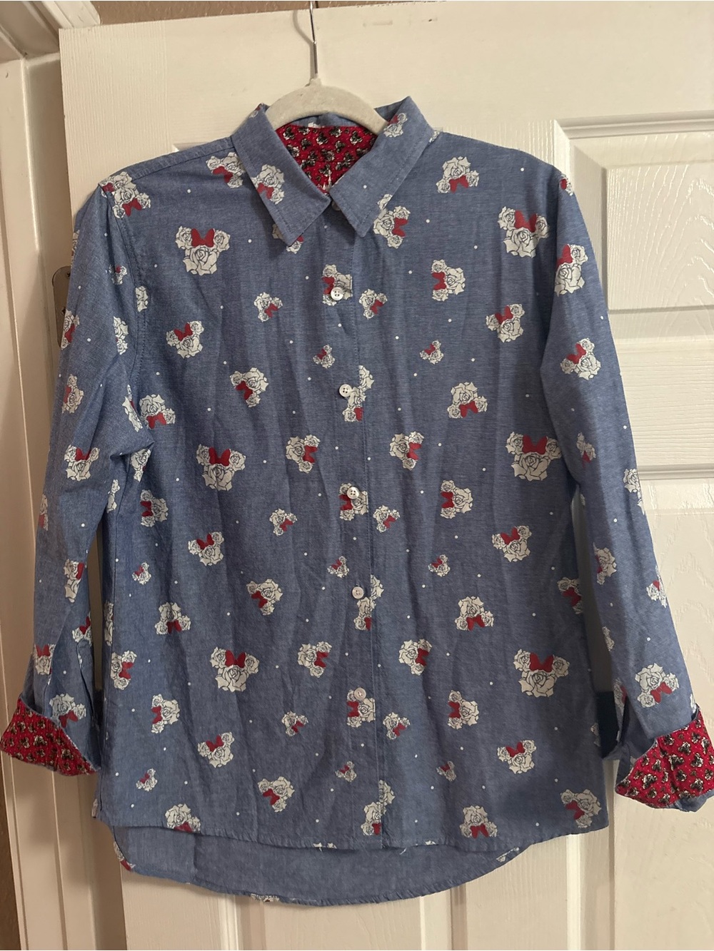 Disney Parks Mickey Mouse button up blouse top cottagecore office women's M